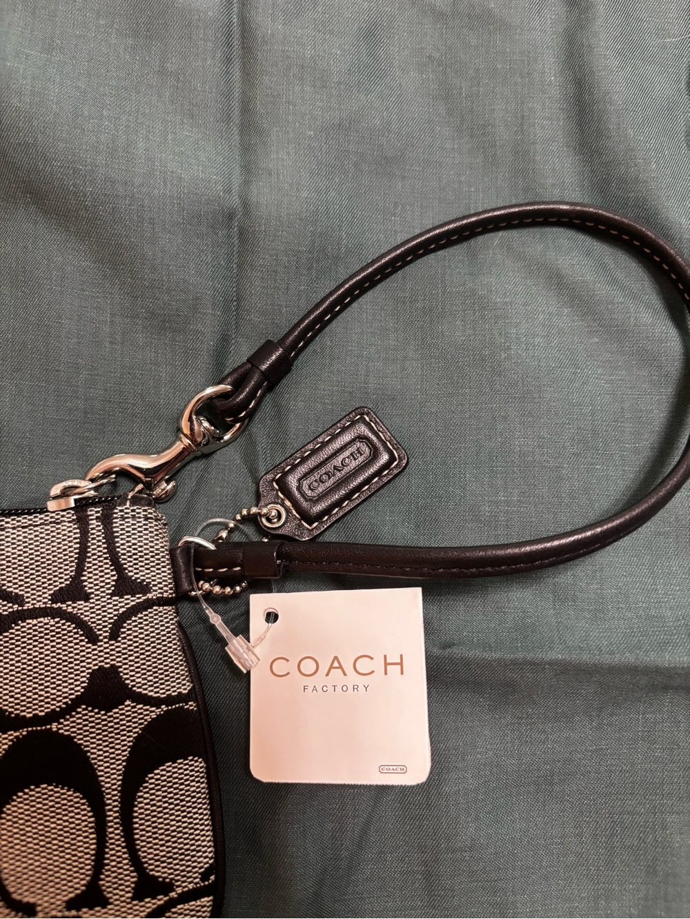 NWT Coach Signature Wristlet | Black & Gray Monogram Zip Pouch - Picture 5 of 8